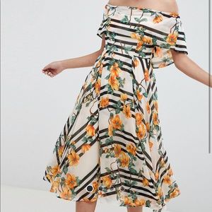 Stripe Floral Midi Dress